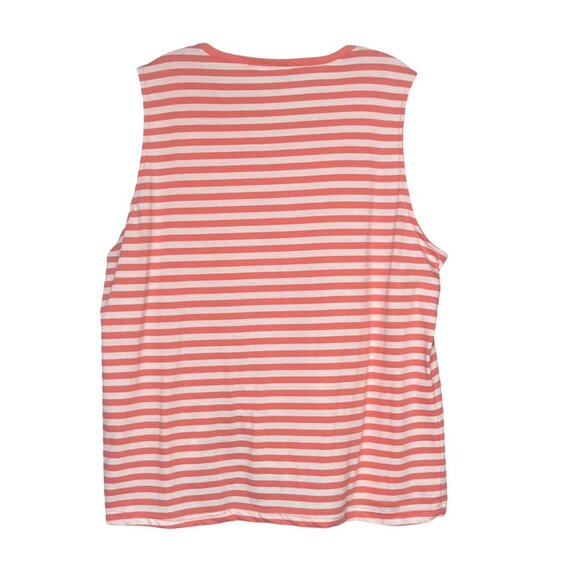Time And Tru Cinch Front Tank Top Womens Size XXXL Coral White Striped New - Picture 2 of 11